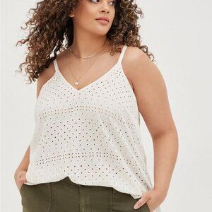 Torrid Sophie Eyelet Swing Cami white NEW NWT 3x